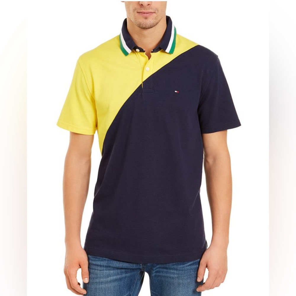 (H) Tommy Hilfiger blue and yellow polo shirt for man (H)